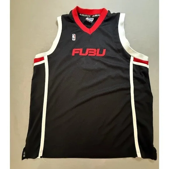 Vintage FUBU Athletic NBA Basketball Jersey Black Mens Size XL Sleeveless 90s - Picture 1 of 6